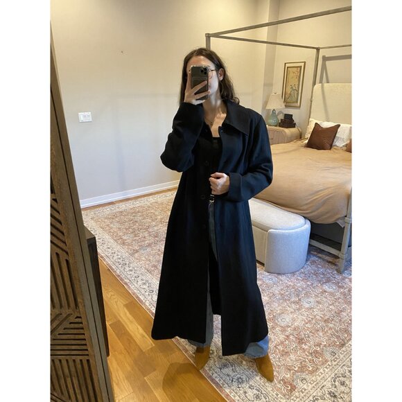 Marvin Richards Black Long Wool-Blend Coat Size 18 - Picture 8 of 8